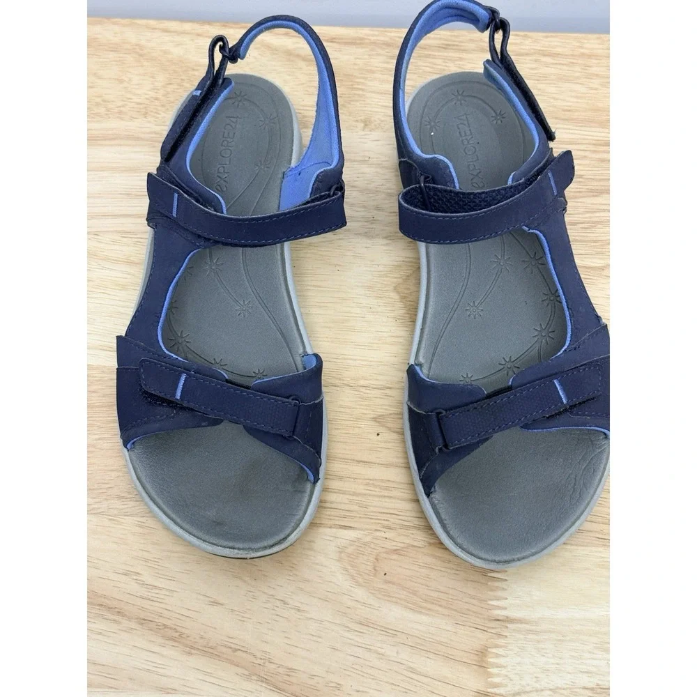 Easy Spirit Explore24 ESEGNITA Sport Sandals Navy Adjustable Comfort Women 8 #65